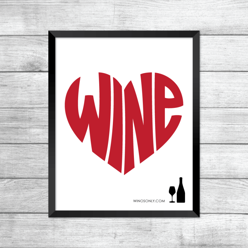 Wine Love, Graphic Heart Wine Frame Art Printable Pdf - Graphic Design (800x800)