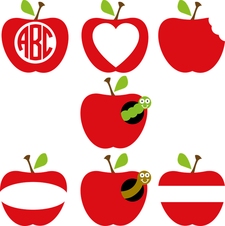 Apple, Apple Frame, Apple Monogram, Teacher, Classroom - Monogram Pendant Necklace - Chevron Pendant Jewelry (717x720)