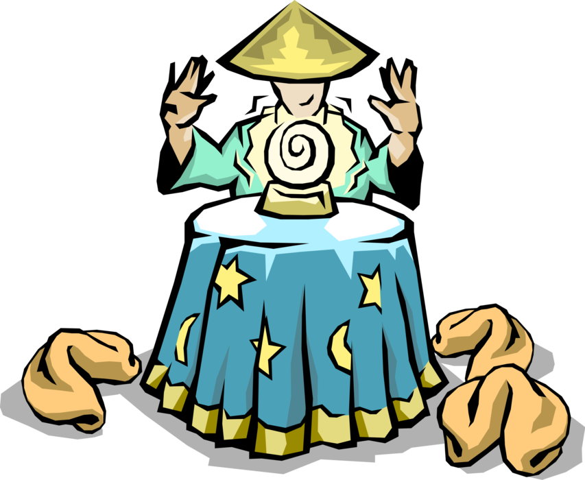 Vector Illustration Of Chinese Fortune Teller With - Fortune Cookie (853x700)