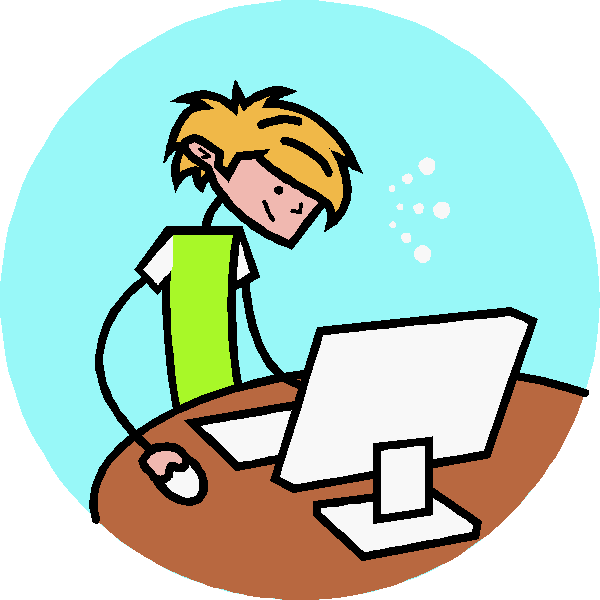 Cartoon Playing On Computer (600x600)