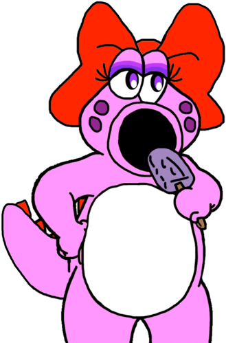 Yoshi And Birdo Wallpaper Entitled Birdo Eating A Popsicle-full - Mario Series (341x500)