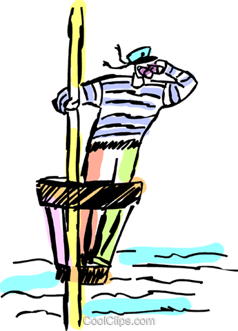 Sailor In The Crows Nest Royalty Free Vector Clip Art - Clip Art (345x480)