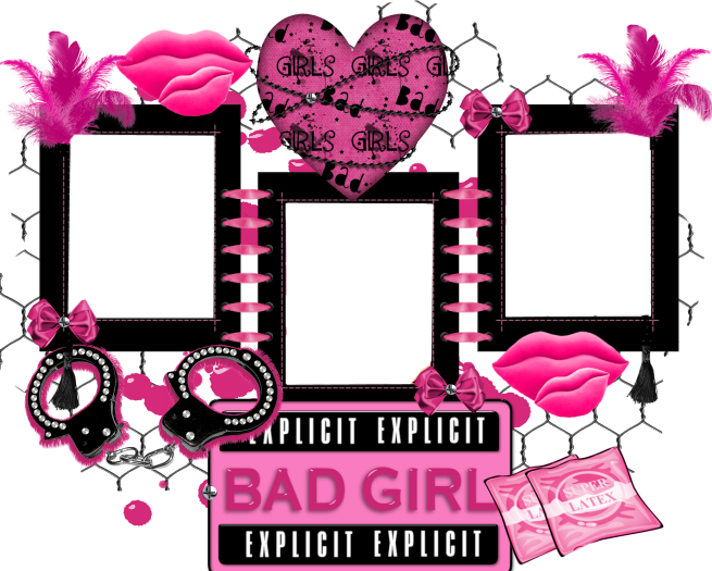 Pink Bad Girl Frame - Girls Photo Frame Png (655x525)