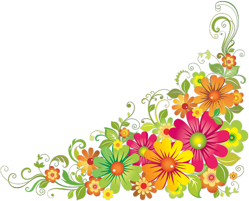 Merry Christmas Frames Png - Colourful Floral Corner Borders (500x403)
