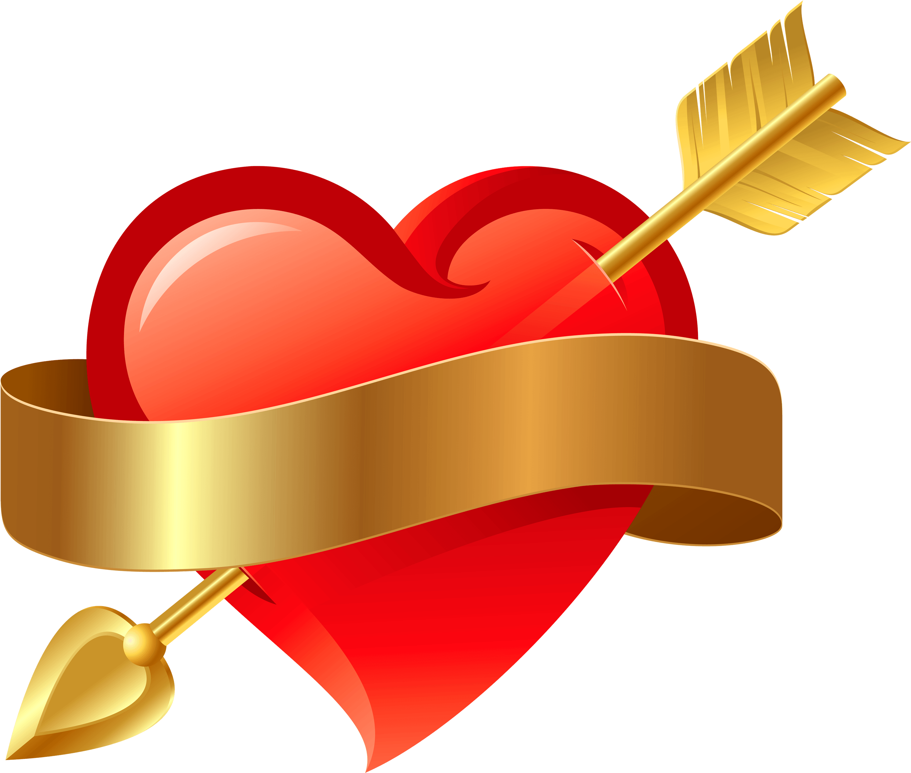 Black Curved Arrow Clipart - Red Heart With Arrow (3000x2549)