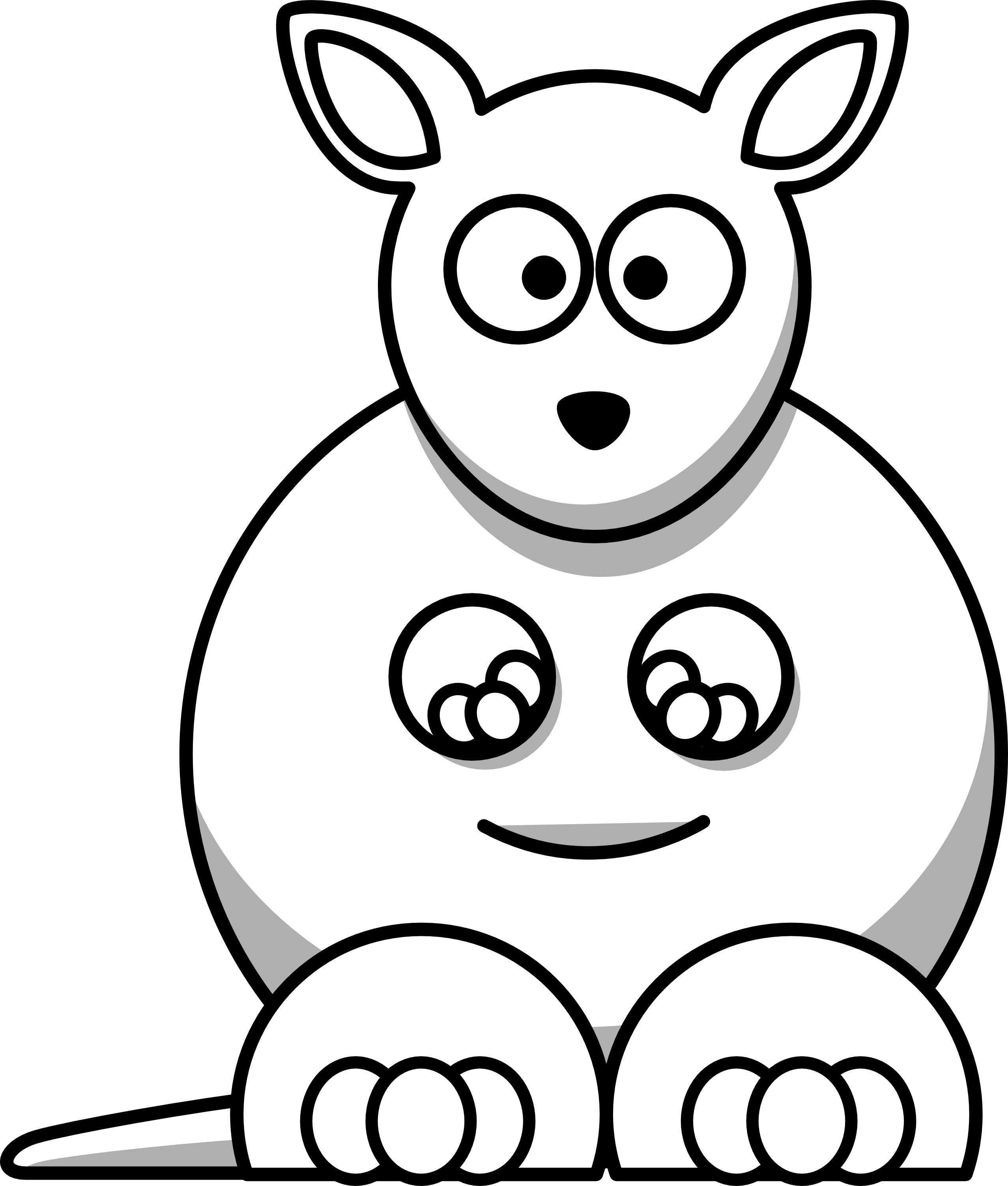 Black And White Cartoon Animals - Clipart Cartoon Animals Black And White (2555x3006)