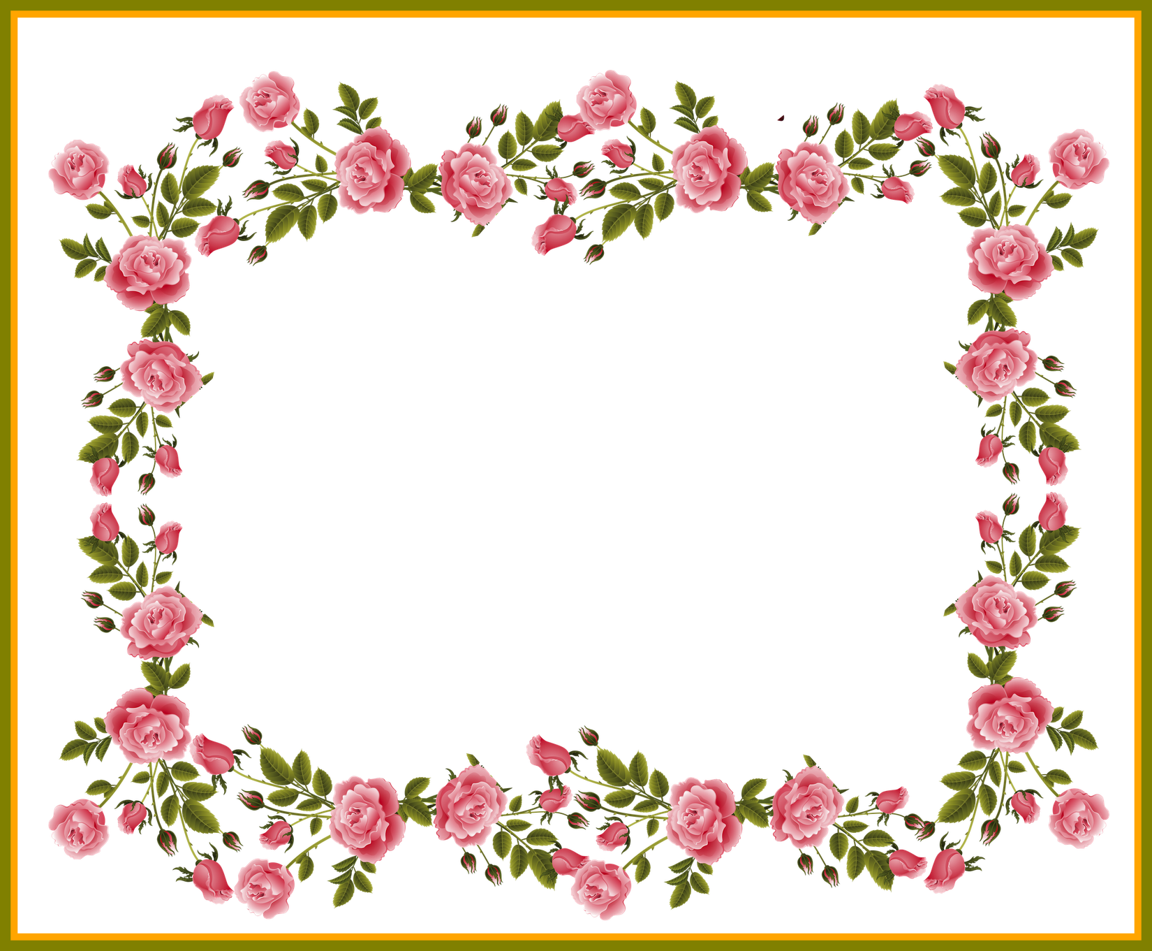 Appealing Pinkroses Scrapbooking Album Flower Frame - Floral Border Clip Art (1650x1361)