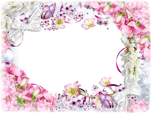Pink Flower Frame - Pink Floral Frame (600x450)