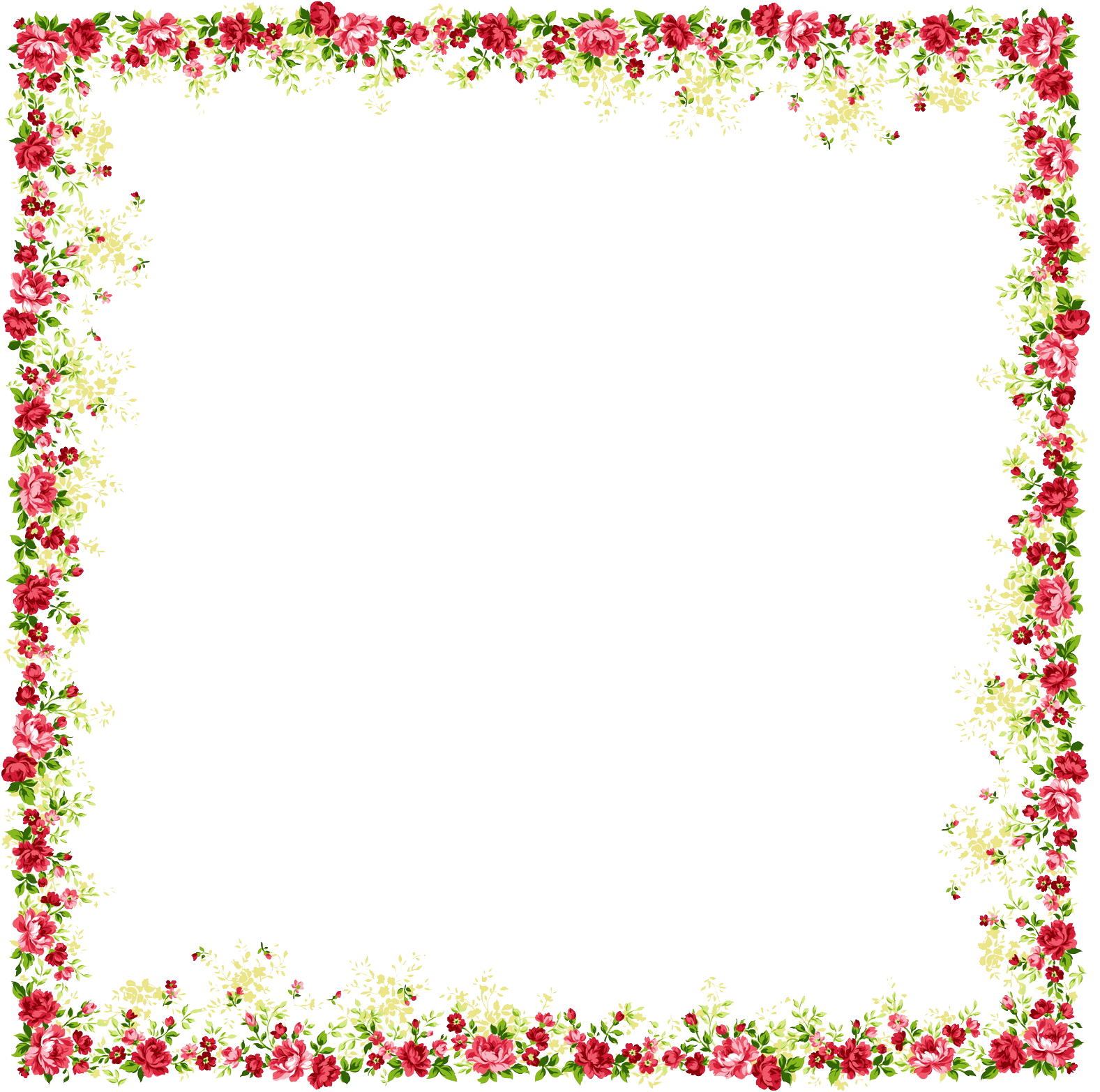 Borders And Frames Picture Frame Flower Clip Art - Flower And Butterfly Border Design (1600x1600)
