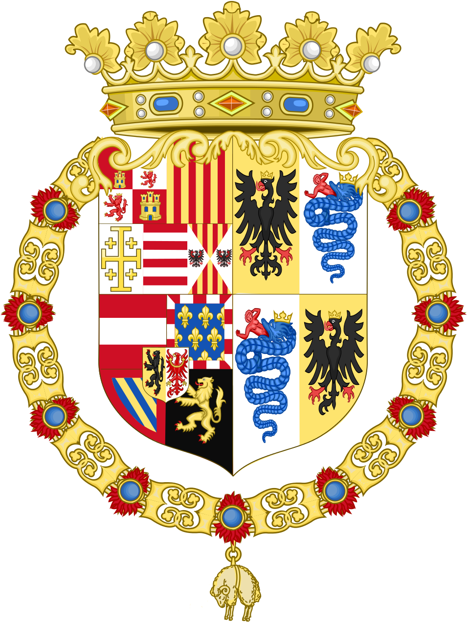Coat Of Arms Of Philip Ii Of Spain As Monarch Of Milan - Coat Of Arms Of Milan (1000x1302)