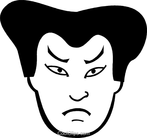 Japanese Face Royalty Free Vector Clip Art Illustration - Japanese Face Clipart (480x451)