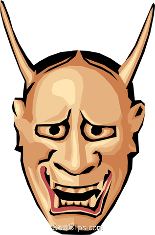 Japanese Mask Royalty Free Vector Clip Art Illustration - House-boat On The Styx (317x480)