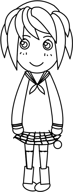 Anime Character Art 30 Black White Line Art 999px 87 - Character Clipart Black And White (999x999)