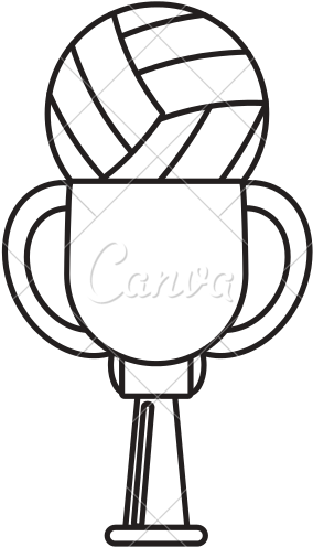 Trophy Of Volleyball - Basketball Outline (550x550)