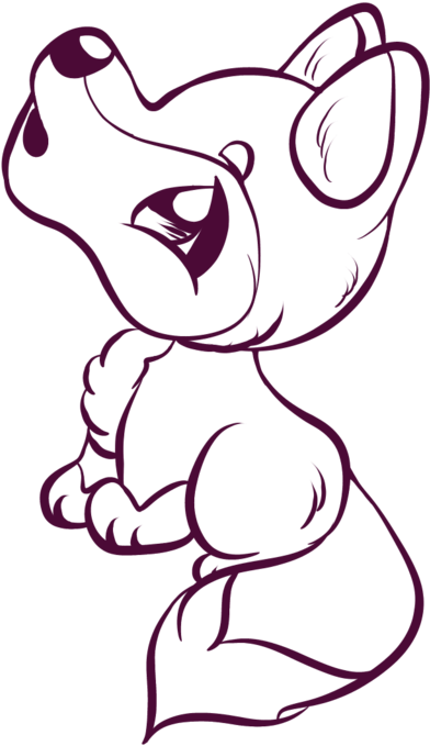Cartoon Wolf Line Art By Crochetamommy - Cartoon (1024x768)