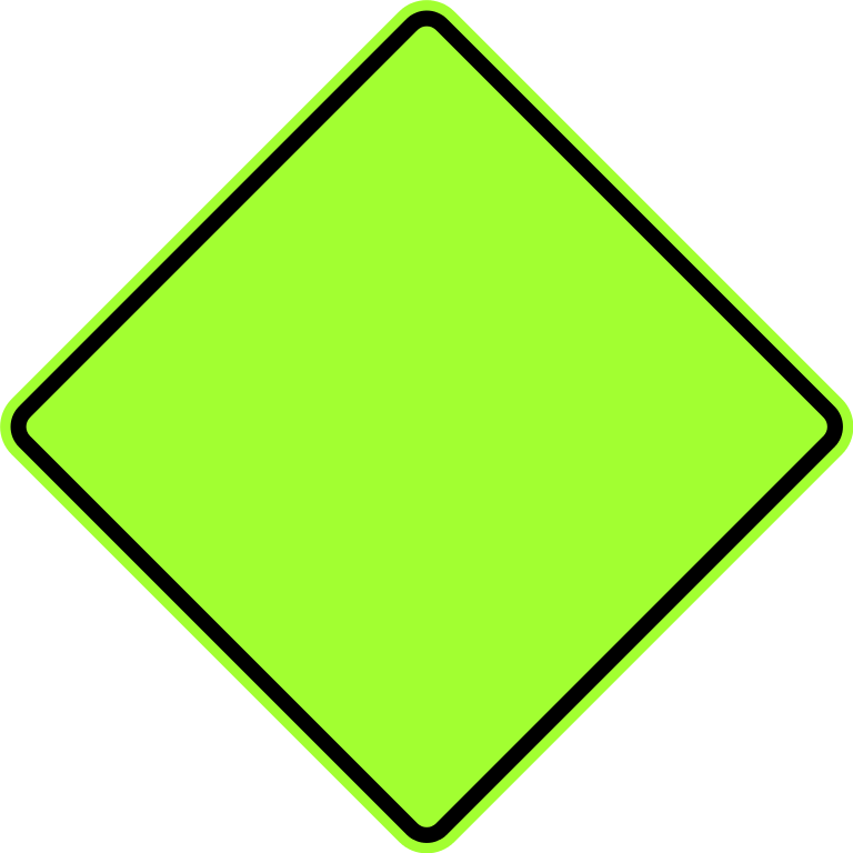 Diamond Warning Sign - Green Diamond Road Sign (1024x1024)
