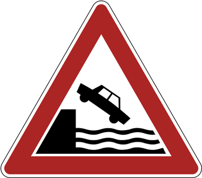 Danger Warning River Bank Road Sign - Caution River Sign (400x400)
