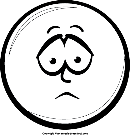 Clip Art Sad Face Clipart Clipartbold 3 Clipartcow - Smiley Face Sad Black And White (416x432)