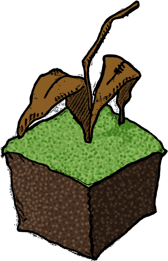 Dead Bush On A Grass Block By Ralphhogaboom - Illustration (740x1080)