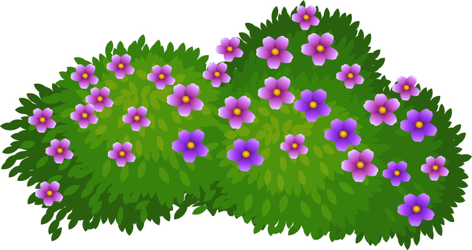 Shrub Flower Drawing Clip Art - Flower Bush Clipart (1501x795)