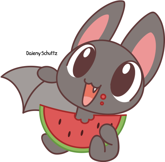 Yay, Watermelon By Daieny - Morcego Kawaii (600x600)