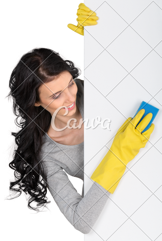 Cleaning Woman Showing Sign Poster - Cleaning (538x800)