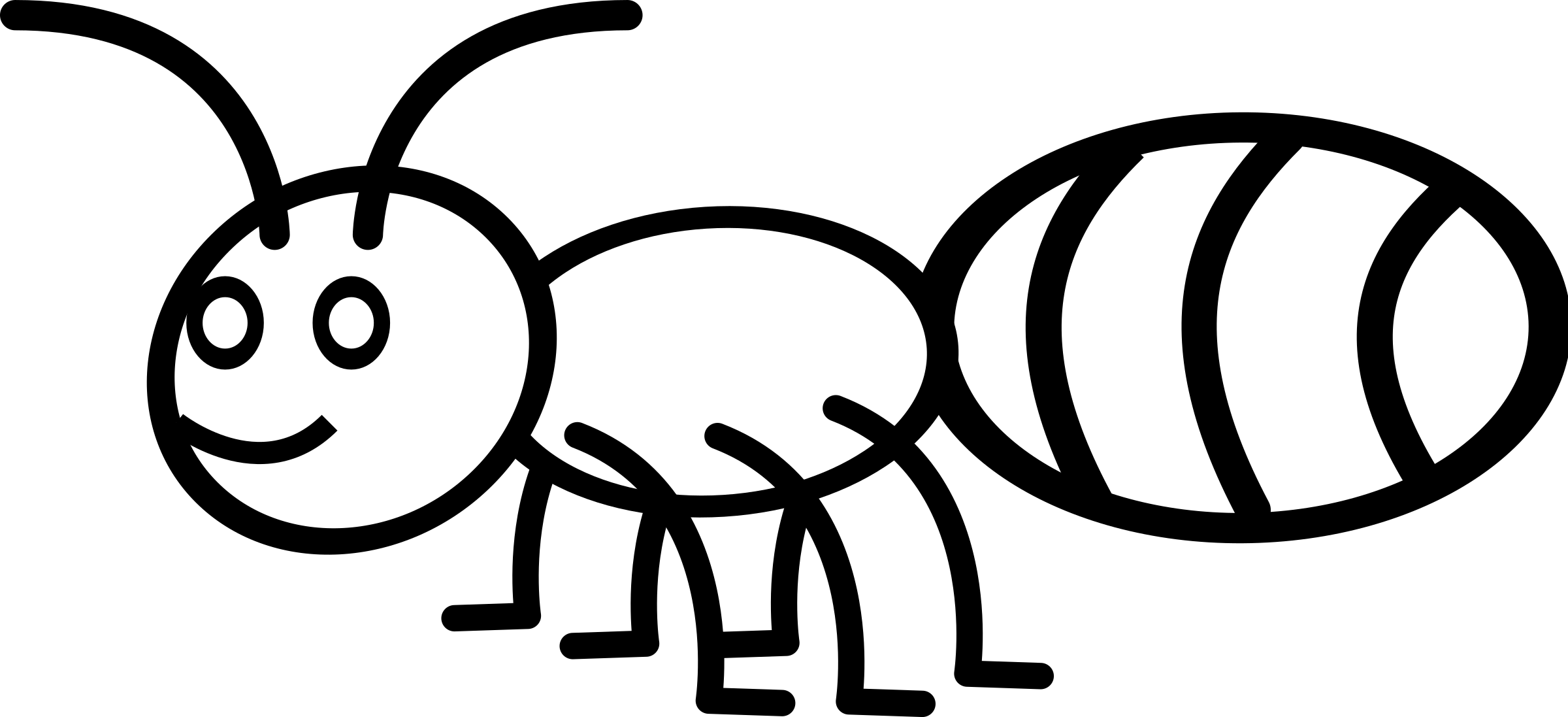 Line Art - Outline Of An Ant (2400x1097)