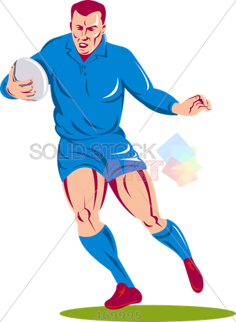 Stock Illustration Of Retro Cartoon Rendering Of Rugby - Rugby Player (340x464)
