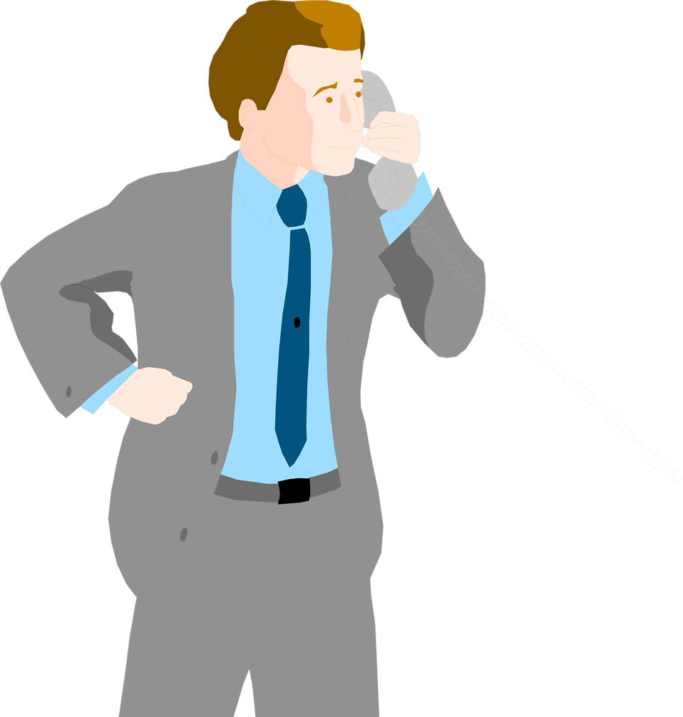 Illustration Of A Business Man On A Phone - Illustration Of A Business Man On A Phone (958x1006)
