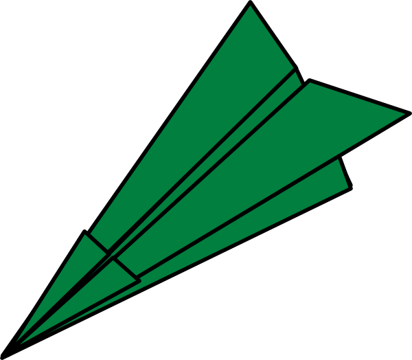 Green Paper Airplane Clipart (600x524)