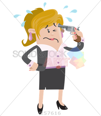 Stock Illustration Of Desperate Businesswoman Holding - Workplace Bullying (340x392)