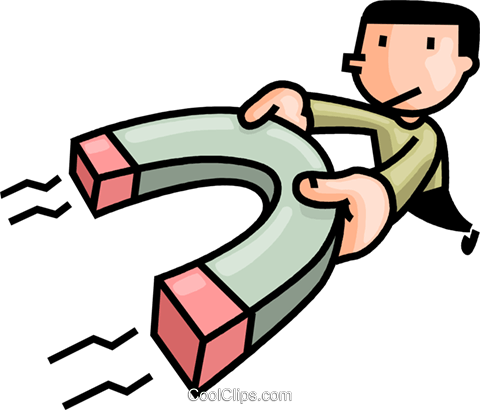Man With A Magnet Royalty Free Vector Clip Art Illustration - Force Of Motion Clip Art (480x410)
