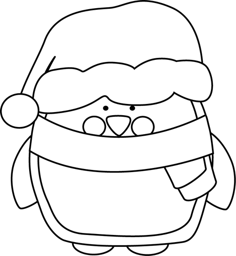 Black And White Christmas Penguin Clip Art - Christmas Colour By Number Preschool (461x500)