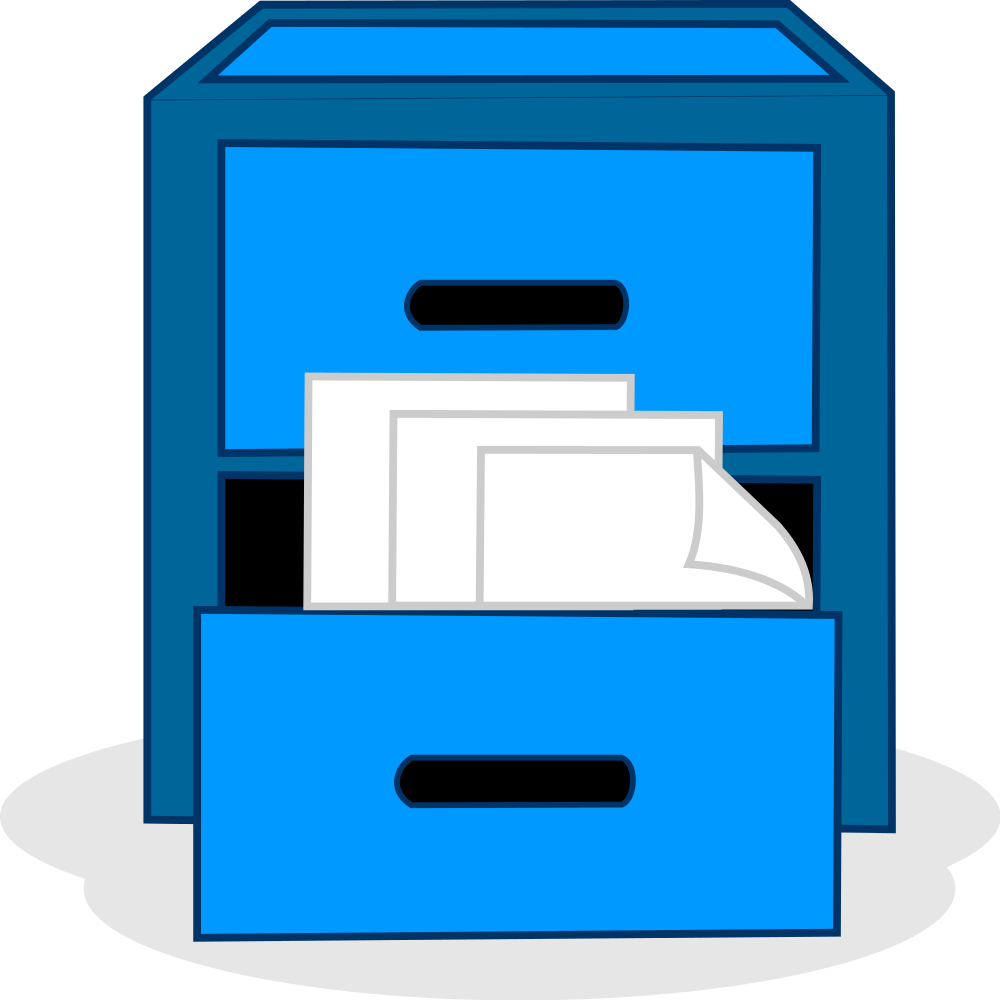 File Cabinet Blue - Clip Art (1000x1000)