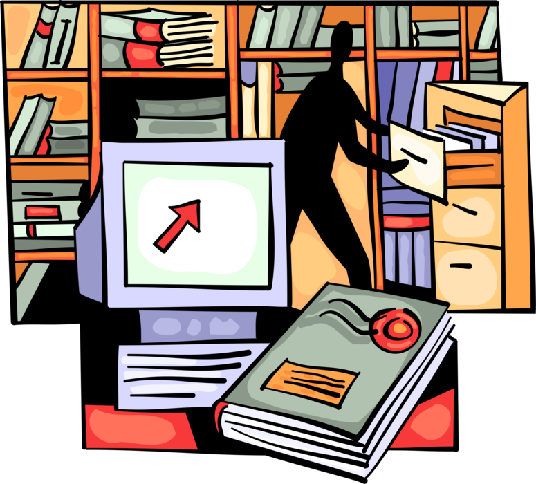 Vector Illustration Of Office Worker Manages Files - Vector Illustration Of Office Worker Manages Files (775x700)