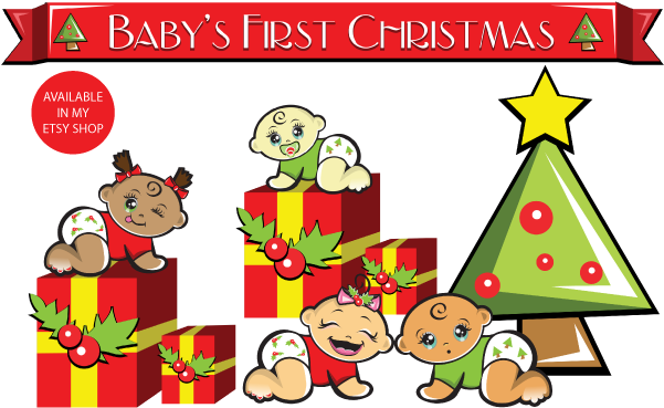 Christmas - My First Christmas Clip Art (600x418)