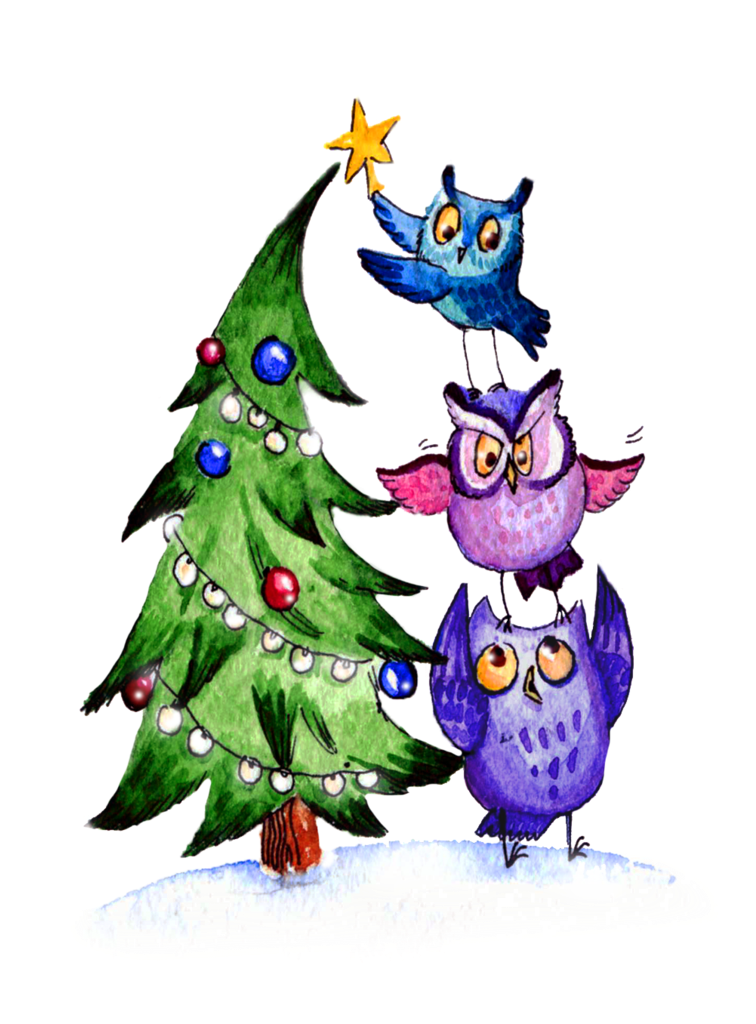 Owls Christmas - Blue Owl Large Tote Bag, Adult Unisex, Natural, Large (755x1057)