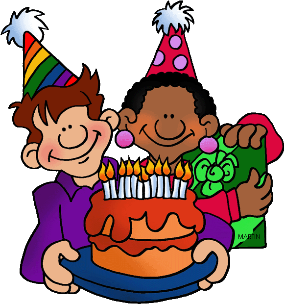 Free Birthday Clip Art By Phillip Martin, Boy And Girl - Phillip Martin Clipart Birthday (608x648)