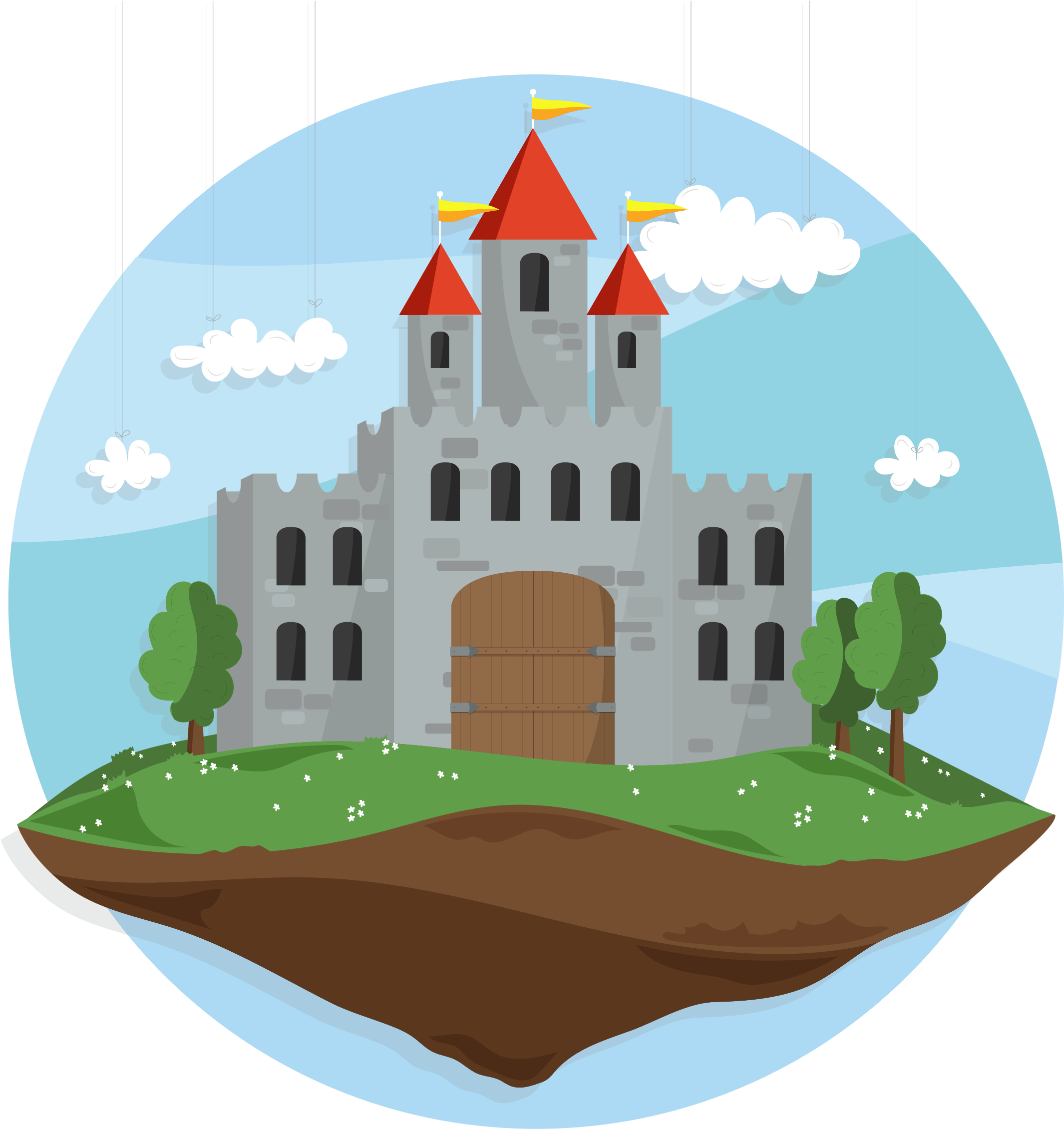 Castle Clip Art - Castle In The Sky Vector (2445x2260)