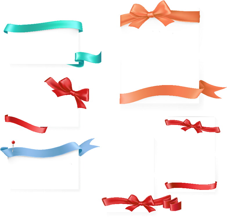 Set Of Paper Form With Satin Ribbons And Bows, Ribbon, - Vector Graphics (800x800)