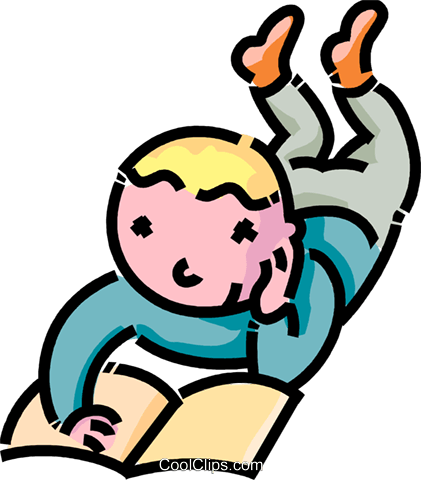 Мальчик Читает Книгу Роялти Бесплатно Векторные Иллюстрации - Clip Art (421x480)