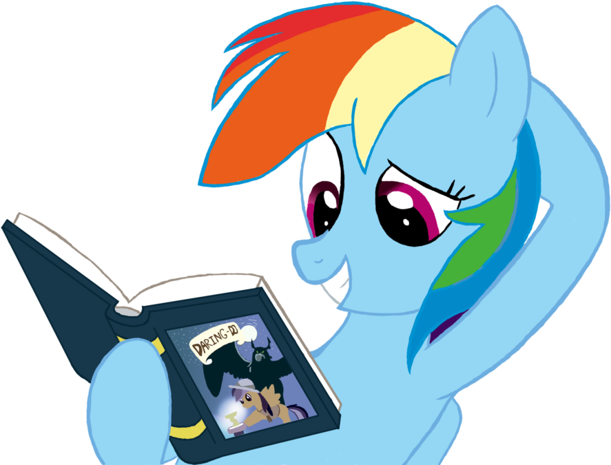 Rainbow Dash Reads A New Book - Cartoon (900x680)