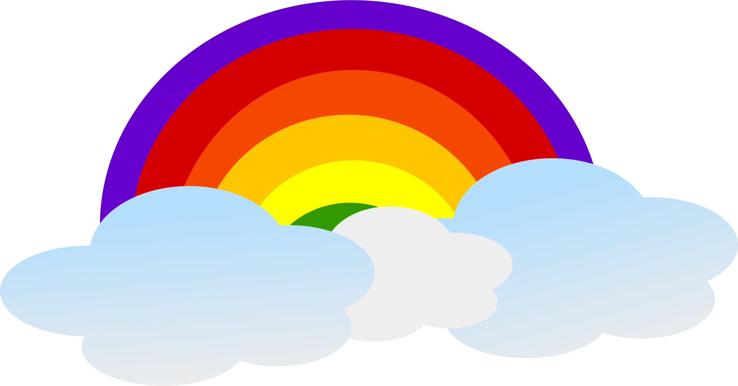 Rainbow And Cloud Clipart - Clouds With Rainbow Clipart (2400x1256)