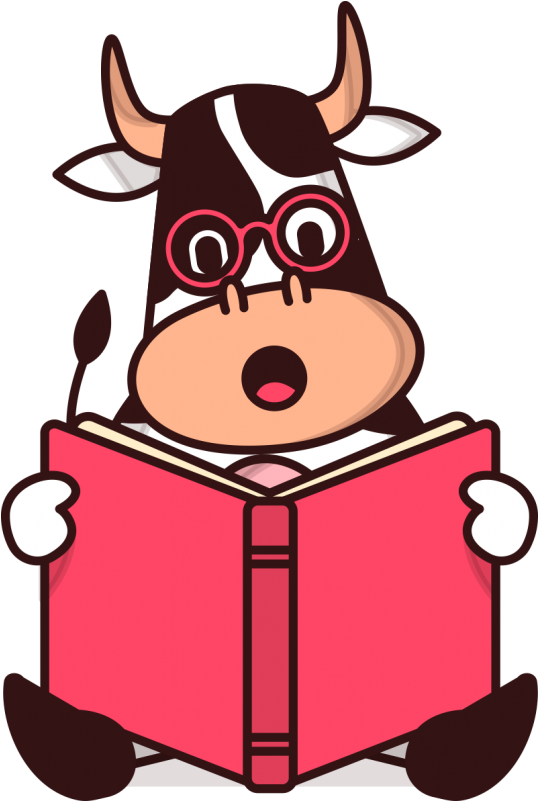 Корова Читает Книгу - Cuero De Vaca Animado Png (800x800)