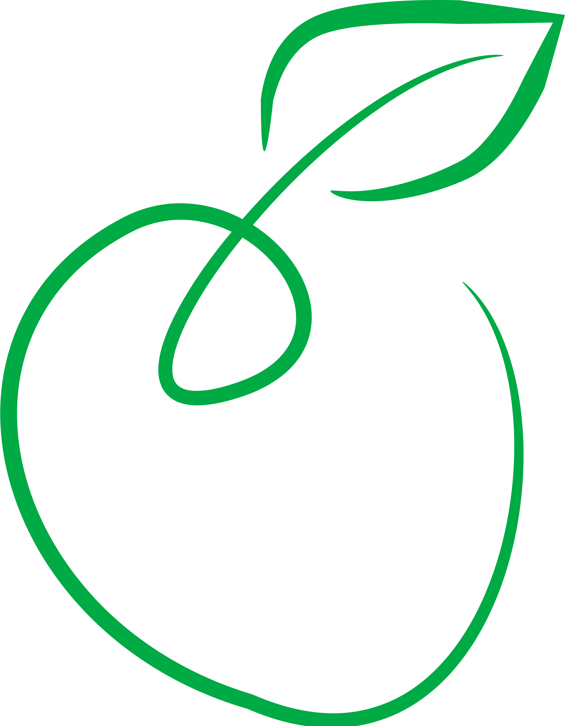 Big Image - Green Apple Draw Png (1871x2400)