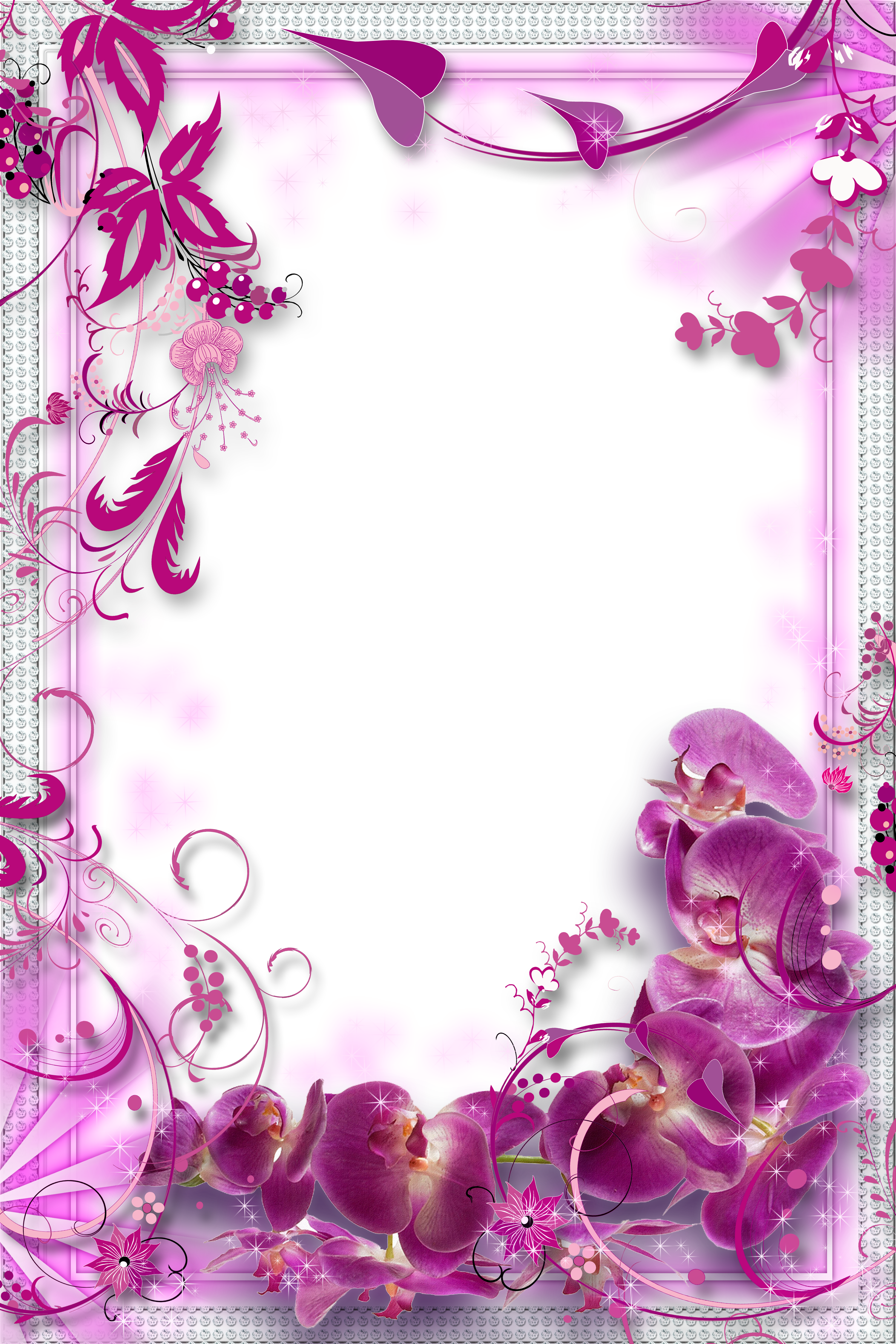 Purple Flowers Border Background - Pink And Purple Flower Border (3000x4500)