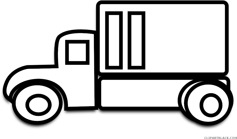 Truck Line Art Transportation Free Black White Clipart - Black And White Pic Of Truck (999x999)