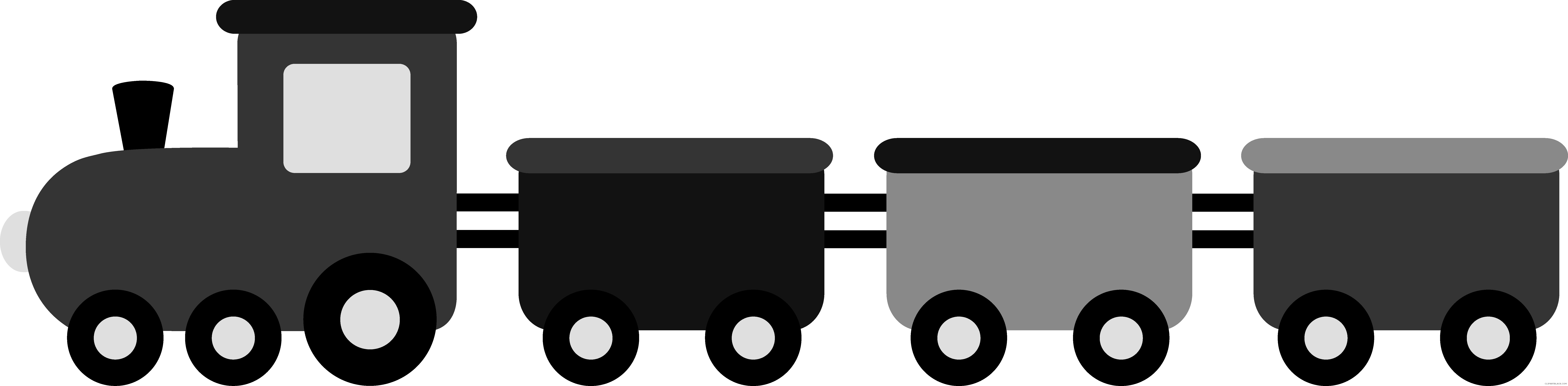 Toy Train Transportation Free Black White Clipart Images - Train Clipart (9782x2412)