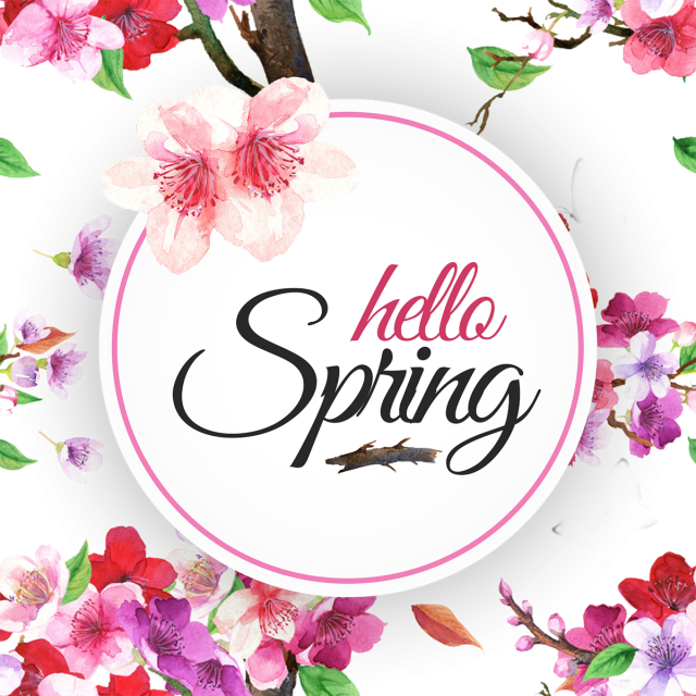 Spring Floral Frame With Flowers Pattern Background, - Spring (640x640)