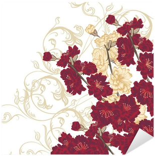 Vector Background With Hand Drawn Flowers Sticker • - Garden Roses (400x400)